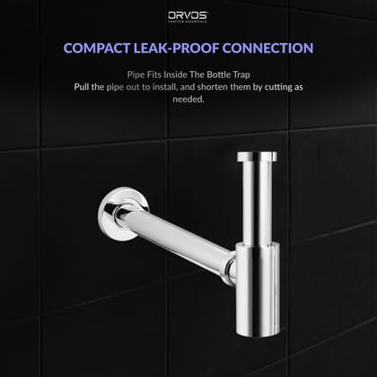 Orvos Bottle Trap, Brass Body with Stainless Steel Pipes, Heavy Dute Rounded, for Sinks and Wash Basins