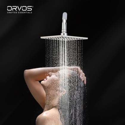Orvos Overhead Shower, Elegant square design, with touch clean nozzles, Hiqh quality Stainless Steel, with salt tested chrome plating, 4x4 inches, for high end luxury bathrooms