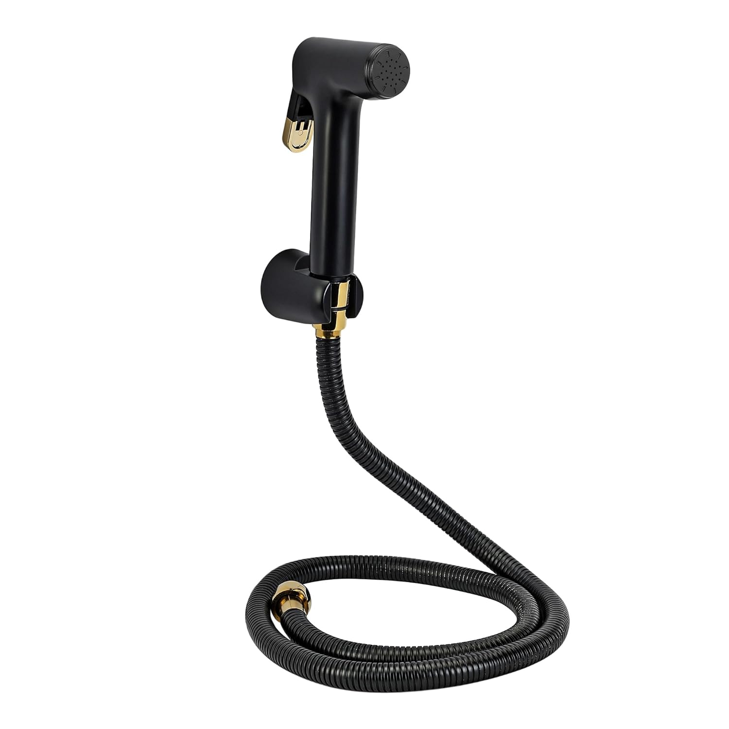 Orvos Health Faucet, Golden Black, ABS Outer Body with brass insert, with 1.25 meter flexible stainless steel shower hose and wall hook, Jet Spray for high end luxury toilets