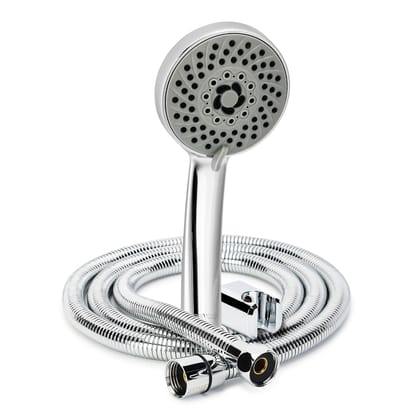 Orvos Hand shower multi-function, 4x4 inches, HydroBloom, Chrome plated with high grade Korean ABS material from LG, with 1.7 meter flexible shower hose and wall hook, for high end luxury bathrooms