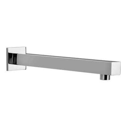 Orvos Shower arm, straight square, Premium 304 Stainless Steel grade, with salt tested chrome plating, 12 inches, for front fit showers in high end luxury bathrooms
