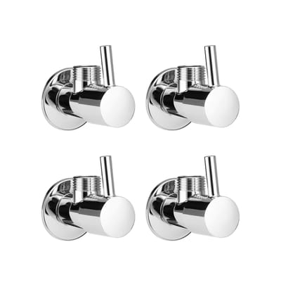 Orvos Angle Valve, Rounded, Premium 304 Stainless Steel Chrome Plated Body with Full Brass Cartridge Inside, Set of 4, for Hot & Cold Supply to Geysers, Sinks, Basins and Flush Tanks Orvos Angle Valve, Rounded, Premium 304 Stainless Steel Chrome Plated Body with Full Brass Cartridge Inside, Set of 4, for Hot & Cold Supply to Geysers, Sinks, Basins and Flush Tanks