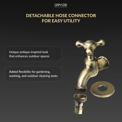 Orvos Water Tap, Monarch, Full Brass Faucet, Antique Copper Color, for Gardens, Watering Plants, and Outdoor Washing Machines