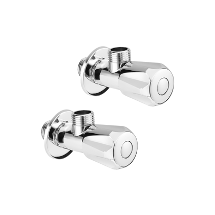 Orvos Angle Valve, Hexagonal, Premium 304 Stainless Steel Chrome Plated Body with Full Brass Cartridge Inside, Set of 2, for Hot & Cold Supply to Geysers, Sinks, Basins and Flush Tanks