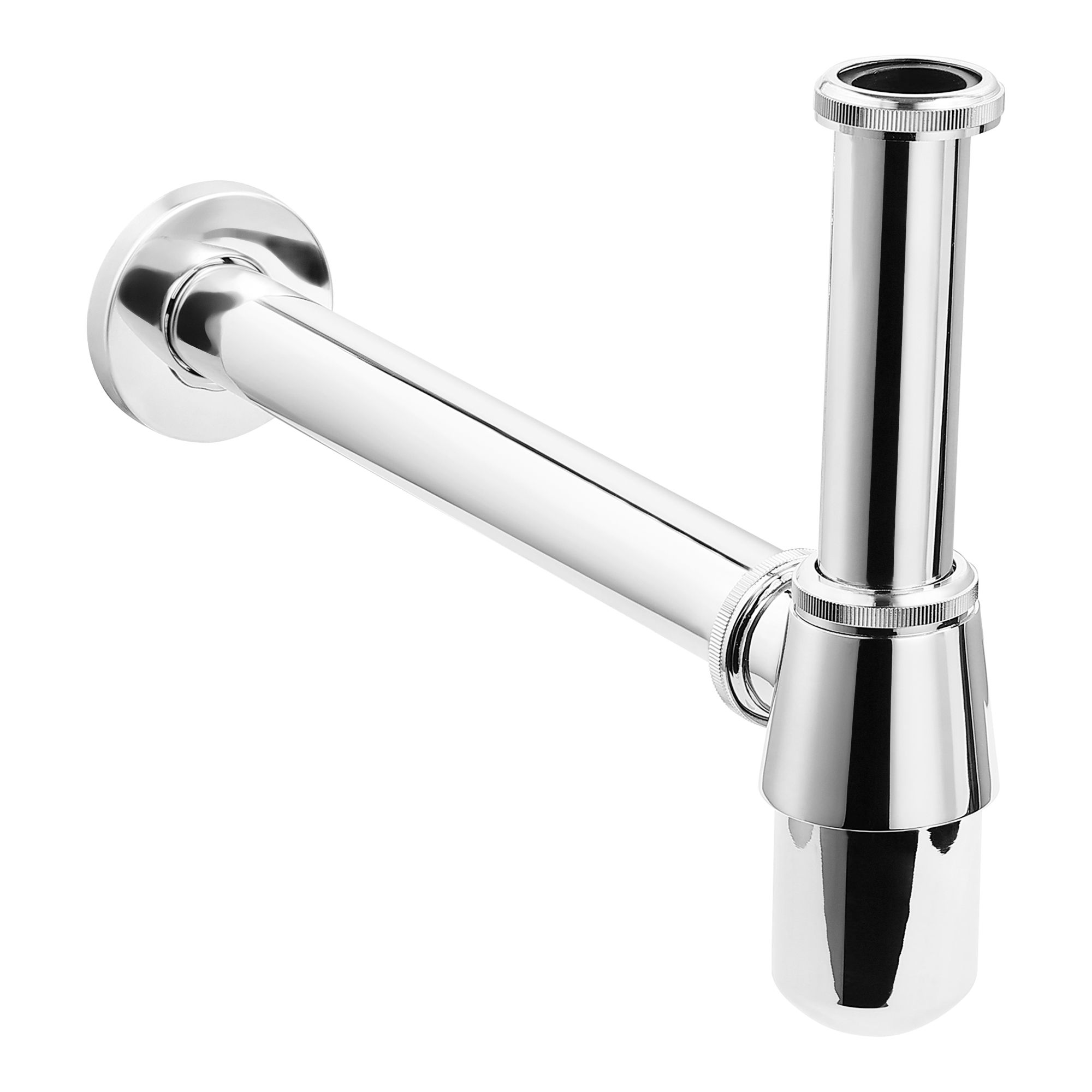 Orvos Bottle Trap, Brass Body with Stainless Steel Pipes, Curved, for Sinks and Wash Basins