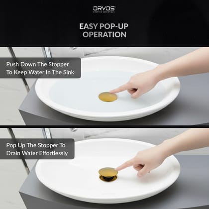 Orvos Pop-Up Style Waste Coupling, Pure Brass, Royal Golden Color, 3 Inches, for Sinks and Wash Basins