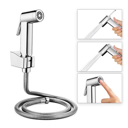 Orvos Health Faucet, touch clean nozzles, ABS Outer Body with brass insert, with 1.25 meter flexible SS 304 shower hose and wall hook, Jet Spray for high end luxury toilets