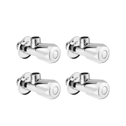 Orvos Angle Valve, Hexagonal, Premium 304 Stainless Steel Chrome Plated Body with Full Brass Cartridge Inside, Set of 4, for Hot & Cold Supply to Geysers, Sinks, Basins and Flush Tanks