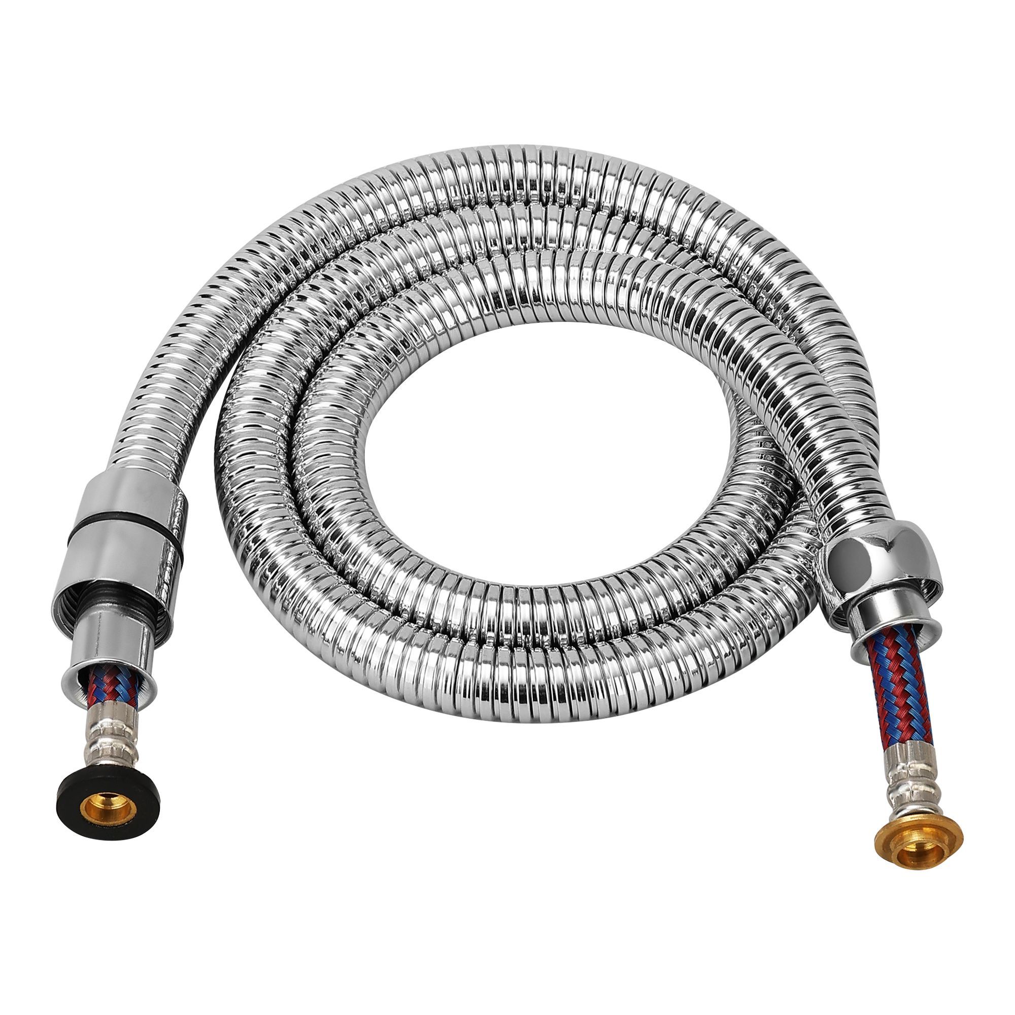 Orvos Shower hose pull out, Stainless steel outer hose, with nylon braided inner tube, 1 meter, for hand showers and health faucets in high end luxury bathrooms