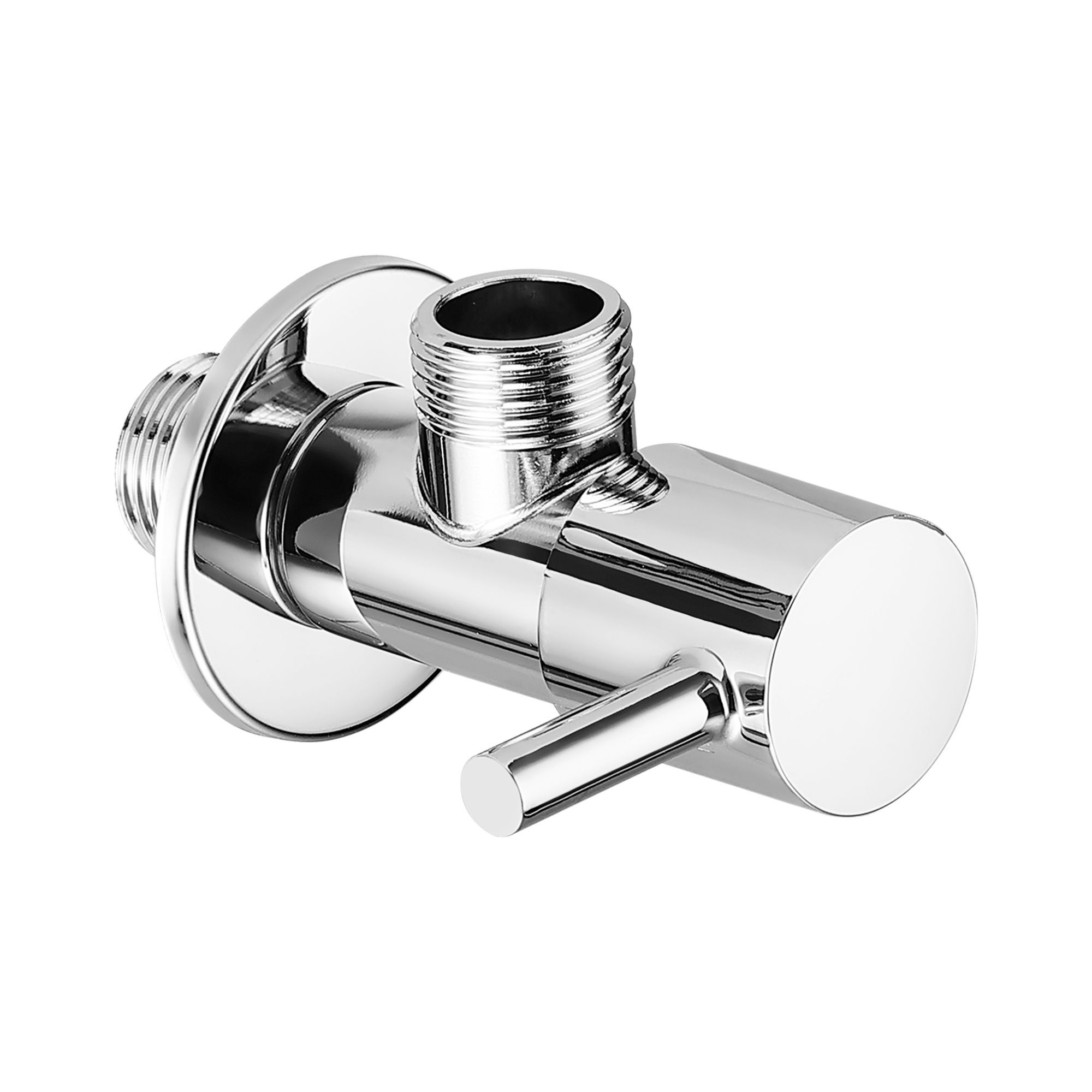 Orvos Angle Valve, Rounded, Premium 304 Stainless Steel Chrome Plated Body with Full Brass Cartridge Inside, Set of 1, for Hot & Cold Supply to Geysers, Sinks, Basins and Flush Tanks