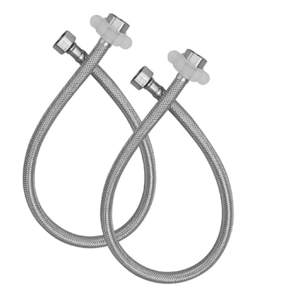Orvos Connection Pipe 18 Inches Premium 304 Stainless Steel for Hot & Cold Supply To Geysers, Sinks, Basins and Flush Tanks, Set of 2