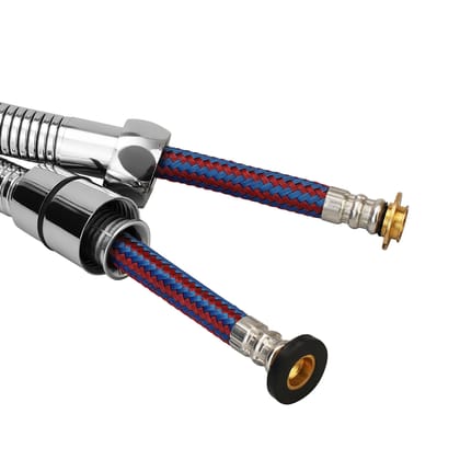 Orvos Shower hose pull out, Stainless steel outer hose, with nylon braided inner tube, 1 meter, for hand showers and health faucets in high end luxury bathrooms