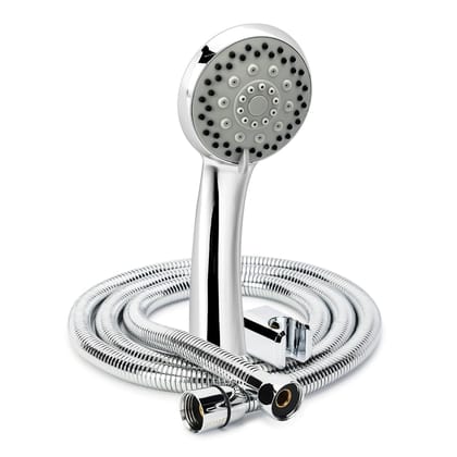 Orvos Hand shower multi-function, 4x4 inches, AquaGlow, Chrome plated with high grade Korean ABS material from LG, with 1.7 meter flexible shower hose and wall hook, for high end luxury bathrooms