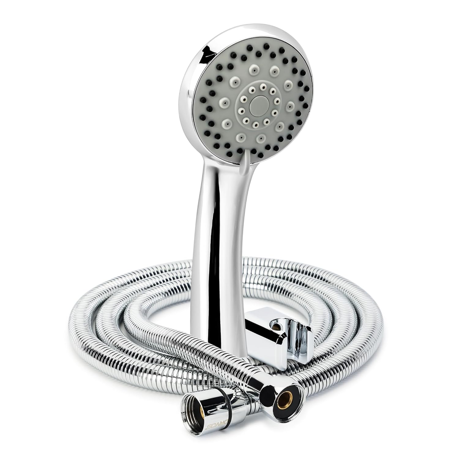 Orvos Hand shower multi-function, 4x4 inches, AquaGlow, Chrome plated with high grade Korean ABS material from LG, with 1.7 meter flexible shower hose and wall hook, for high end luxury bathrooms