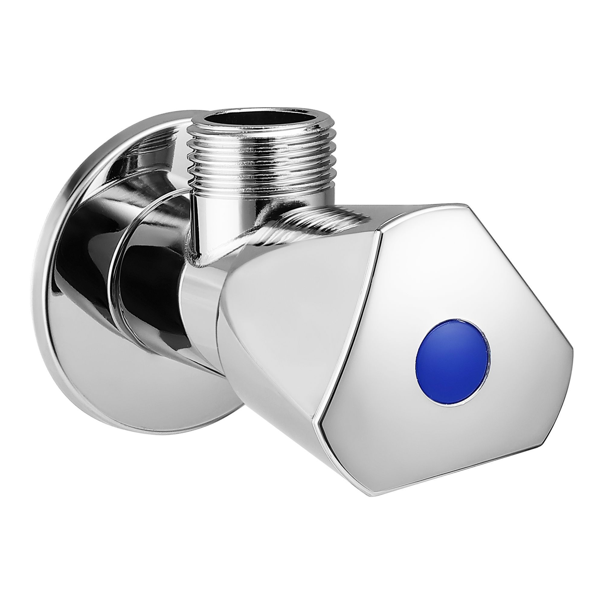 Orvos Angle Valve, Triangular, Premium 304 Stainless Steel Chrome Plated Body with Full Brass Cartridge Inside, Set of 1, for Hot & Cold Supply to Geysers, Sinks, Basins and Flush Tanks