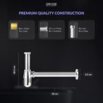 Orvos Bottle Trap, Brass Body with Stainless Steel Pipes, Curved, for Sinks and Wash Basins - Image 2