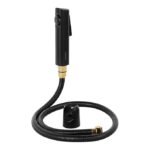 Orvos Health Faucet, Aura, ABS Outer Body with Brass Pin Inside, Black Color, with Black and Golden 1 to 1.2 Meter Extendable SS 304 Shower Hose and Wall Hook, Jet Spray for High End Luxury Toilets