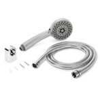 Orvos Hand shower multi-function 5 Modes, 4x4 inches, RainMist, Chrome plated with high grade Korean ABS material from LG,1.5 to 1.8 meter flexible shower hose and wall hook - Image 4