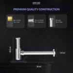 Orvos Bottle Trap, Brass Body with Stainless Steel Pipes, Heavy Duty Rounded, for Sinks and Wash Basins - Image 3