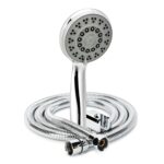Orvos Hand shower multi-function 5 Modes, 4x4 inches, RainMist, Chrome plated with high grade Korean ABS material from LG,1.5 to 1.8 meter flexible shower hose and wall hook