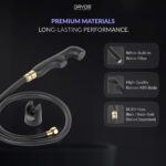 Orvos Premium Health Faucet, Swivel, ABS Outer Body with Brass Pin Inside, Black Color, with Black and Golden 1 to 1.2 Meter Extendable SS 304 Shower Hose and Wall Hook, 360 Degree Rotatable Top - Image 3