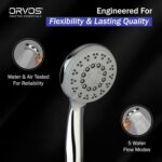 Orvos Hand shower multi-function 5 Modes, 4x4 inches, RainMist, Chrome plated with high grade Korean ABS material from LG,1.5 to 1.8 meter flexible shower hose and wall hook - Image 5