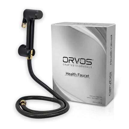 Orvos Health Faucet, Golden Black, ABS Outer Body with Brass Pin Inside, with 1 to 1.2 Meter Extendable Stainless Steel Shower Hose and wall Hook, Jet Spray for high end Luxury Toilets